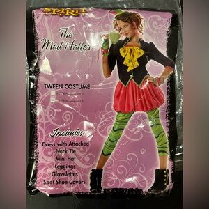 Spirit Halloween Mad Hatter Tween Costume set- fits Juniors size 3-5